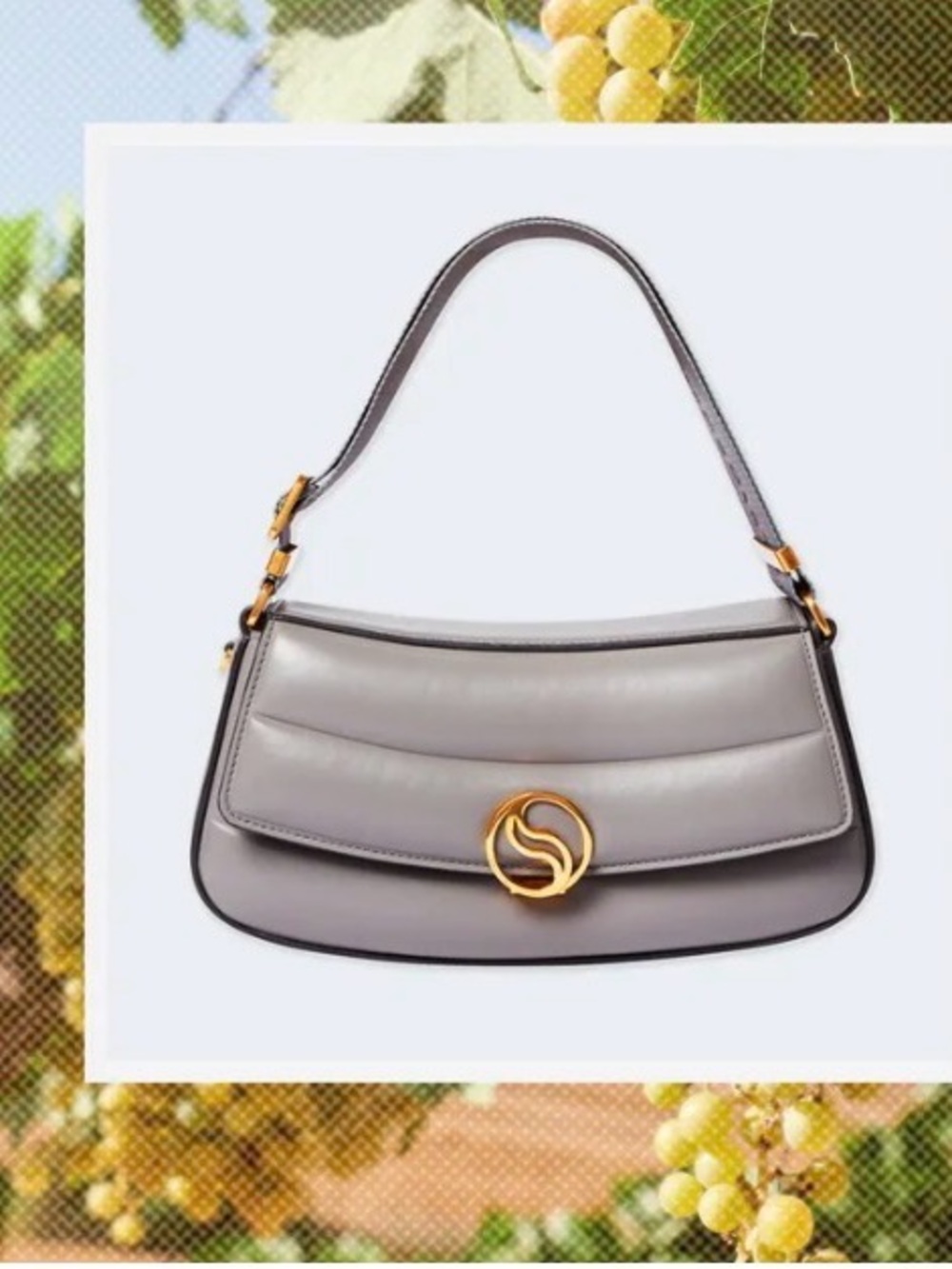 BNWT Stella McCartney Gray VEGAN Shoulder Bag with Gold-Tone Logo